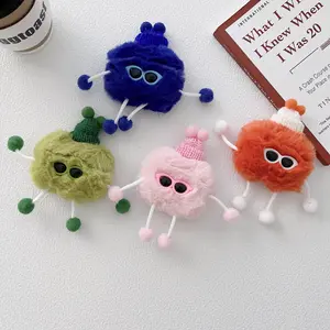 Plush Quirky Alien Case for AirPods1/2/Pro | 4-Color Long Fur + 3D Knit Hat + Glasses/Ball Limbs + Full Coverage Design | Shockproof & Scratch-Resistant | Daily Outing/Bag Charm Cute Trendy Style