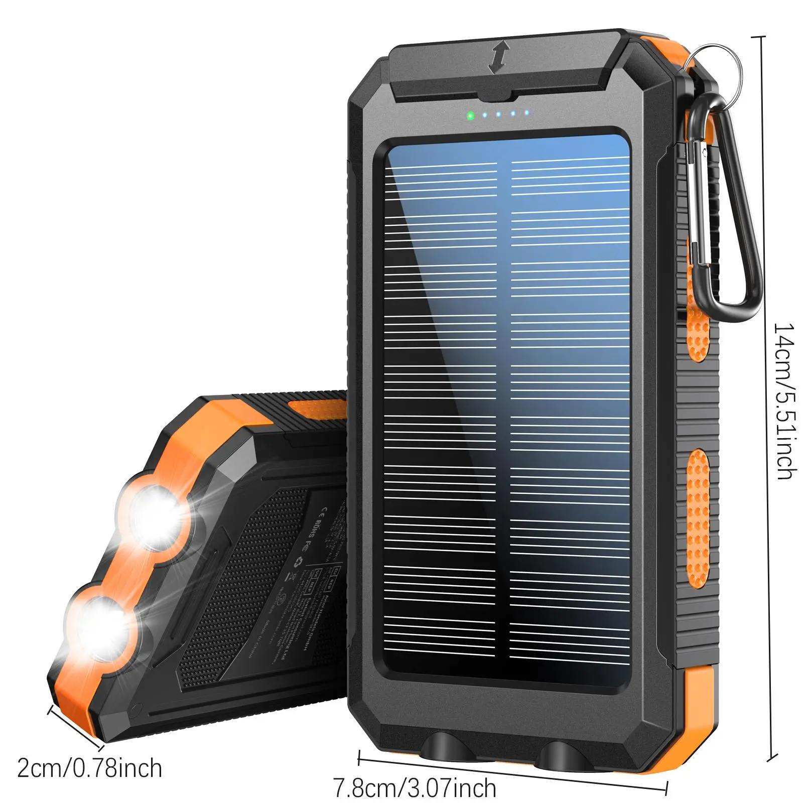10000mAh Portable Solar Power Bank, Dual USB Output Port Waterproof Power Bank with LED Light, Solar Phone Charger Compatible with iPhone & Android #GLOBAL PICKS