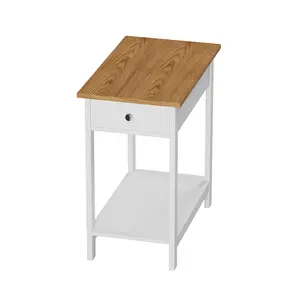 Lavish Home Small Side Table with Drawer Nightstand with Shelf