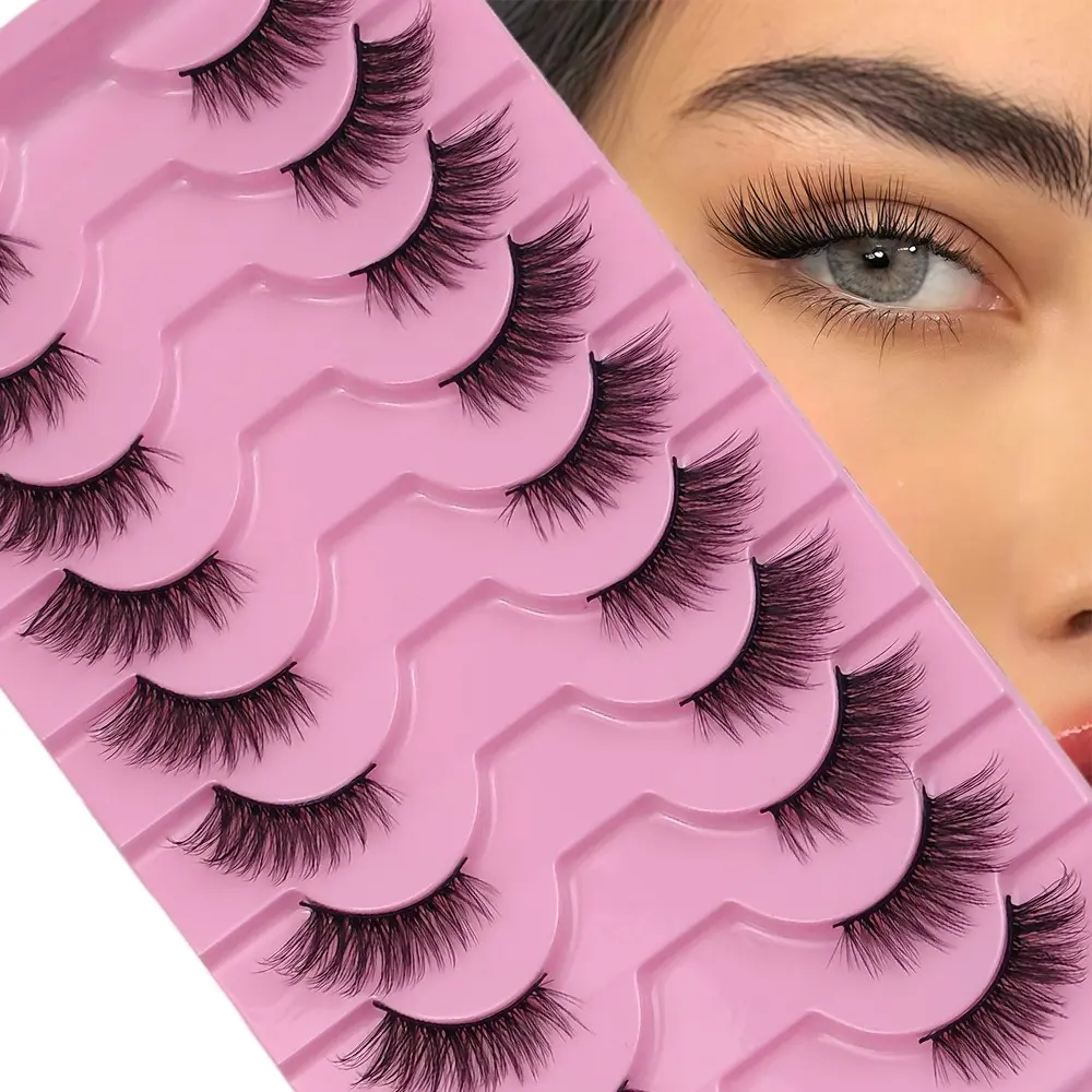 10 Pairs Half Eye Lashes, Elongated False Eyelashes, Volumized False Eyelashes, Fluffy Volume Eyelashes, Volume Focused Lashes, Naturally Half-Eye Cross Design, Cosmetic False Lashes, Fluffy & Reusable Makeup Essentials