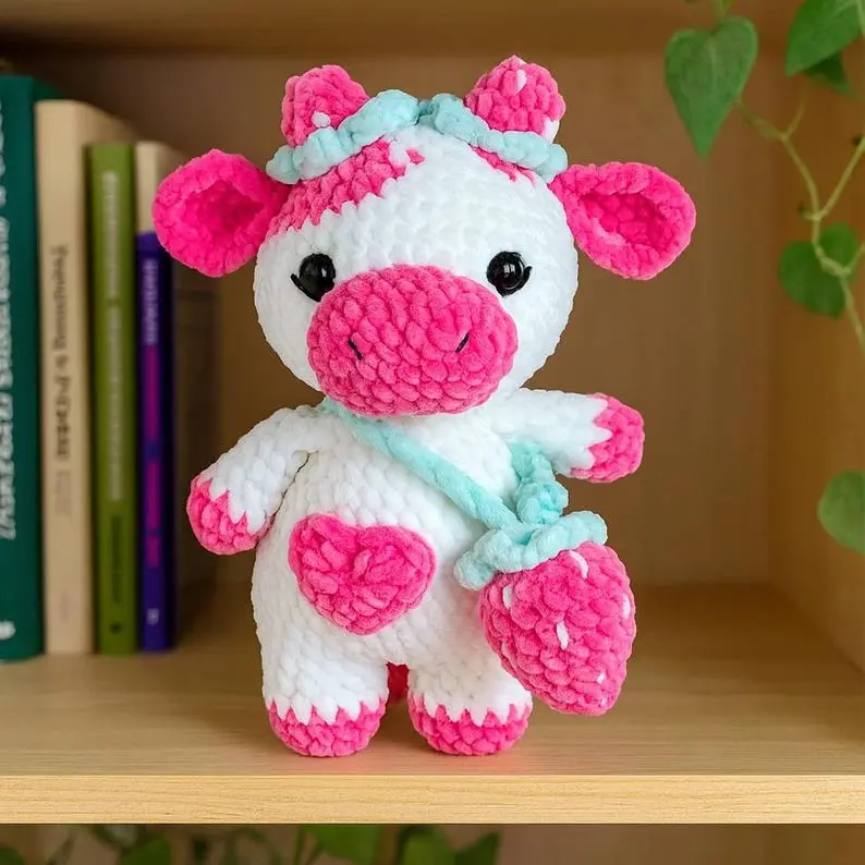 Strawberry Cow Crochet: Amigurumi Farm Animal Friendly, 25cm Finished Size