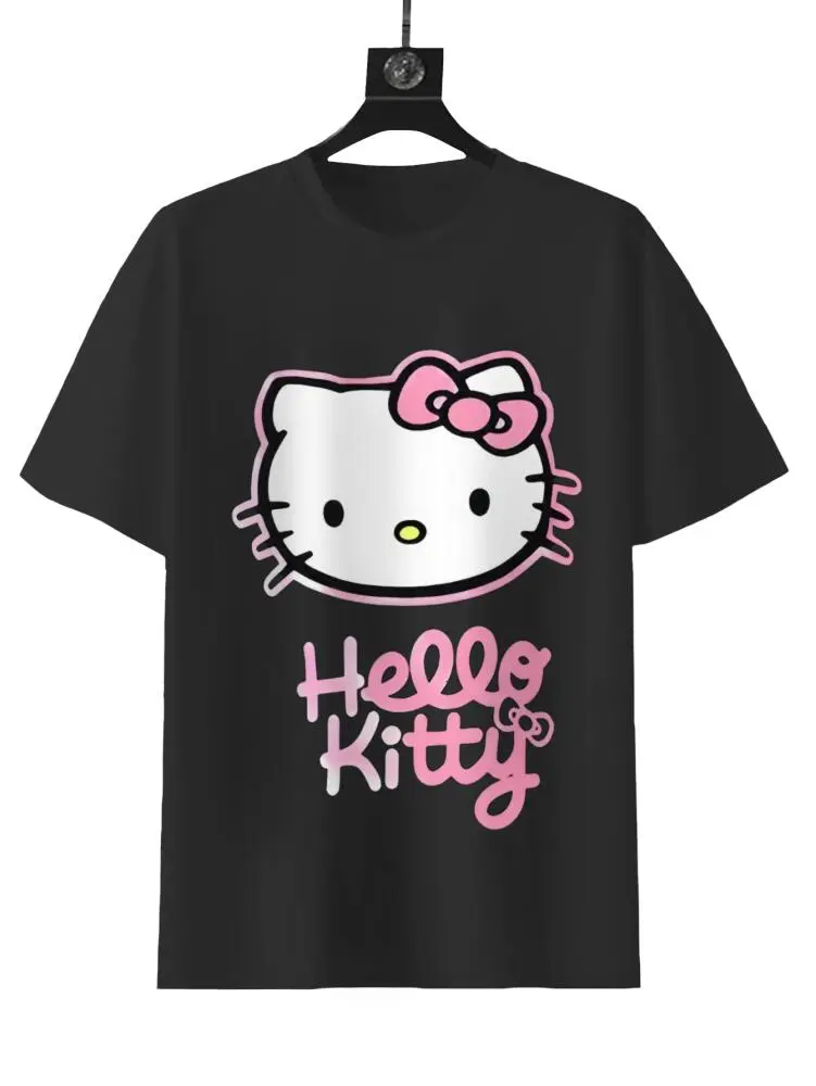 Sanrio Hello Kitty Pink Short-Sleeve Unisex Tee Black T-Shirt with Iconic Design 100% Cotton Casual Graphic Fit