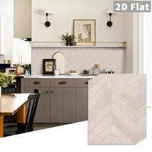 10 PCS/Box GST PE Crystal Foam Tile Stickers Light Pink Herringbone Waterproof Oil-Proof Anti-Collision Home Decor for Kitchen Bathroom Ceiling Tiles Old Wooden Boards