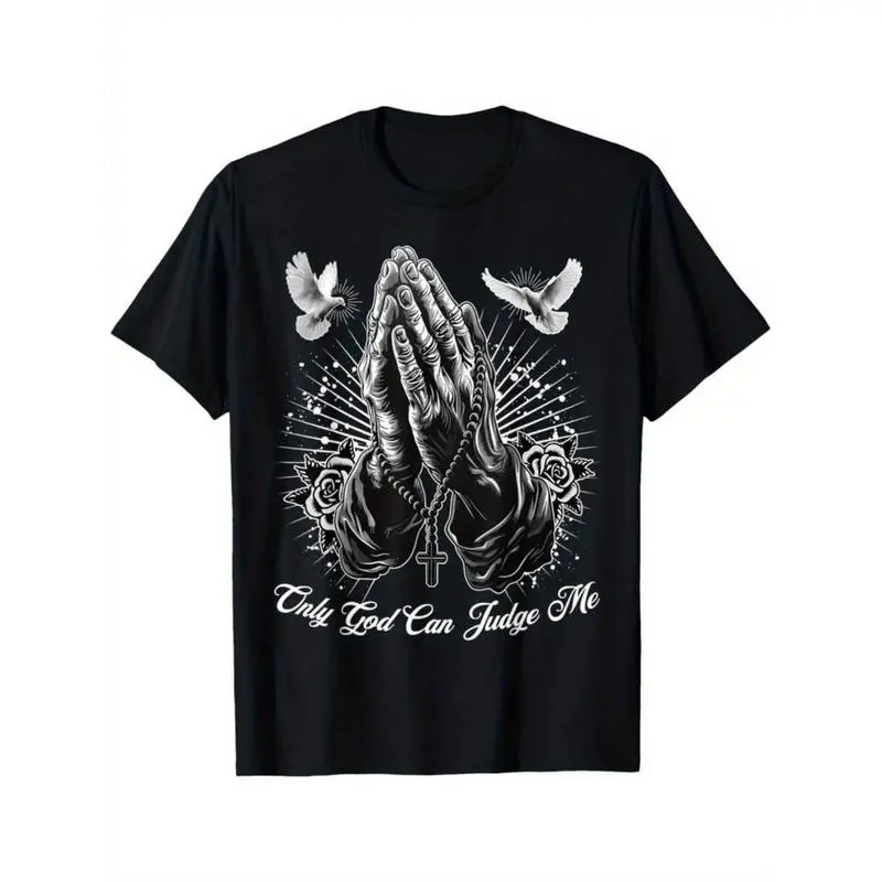 Only God Can Judge Me Prayer Hands Chicano Tattoo Doves T-Shirt