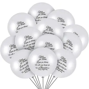 60pcs White Memorial Balloons, Helium for Funeral, Remembrance, Anniversary & Memorial Services