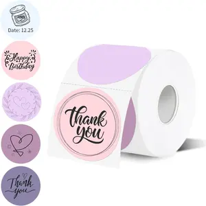 Thermal Label 2 Inch  Gradient Round Self-Adhesive Direct Thermal Stickers for DIY Logo Design, 500 Labels/1 Roll