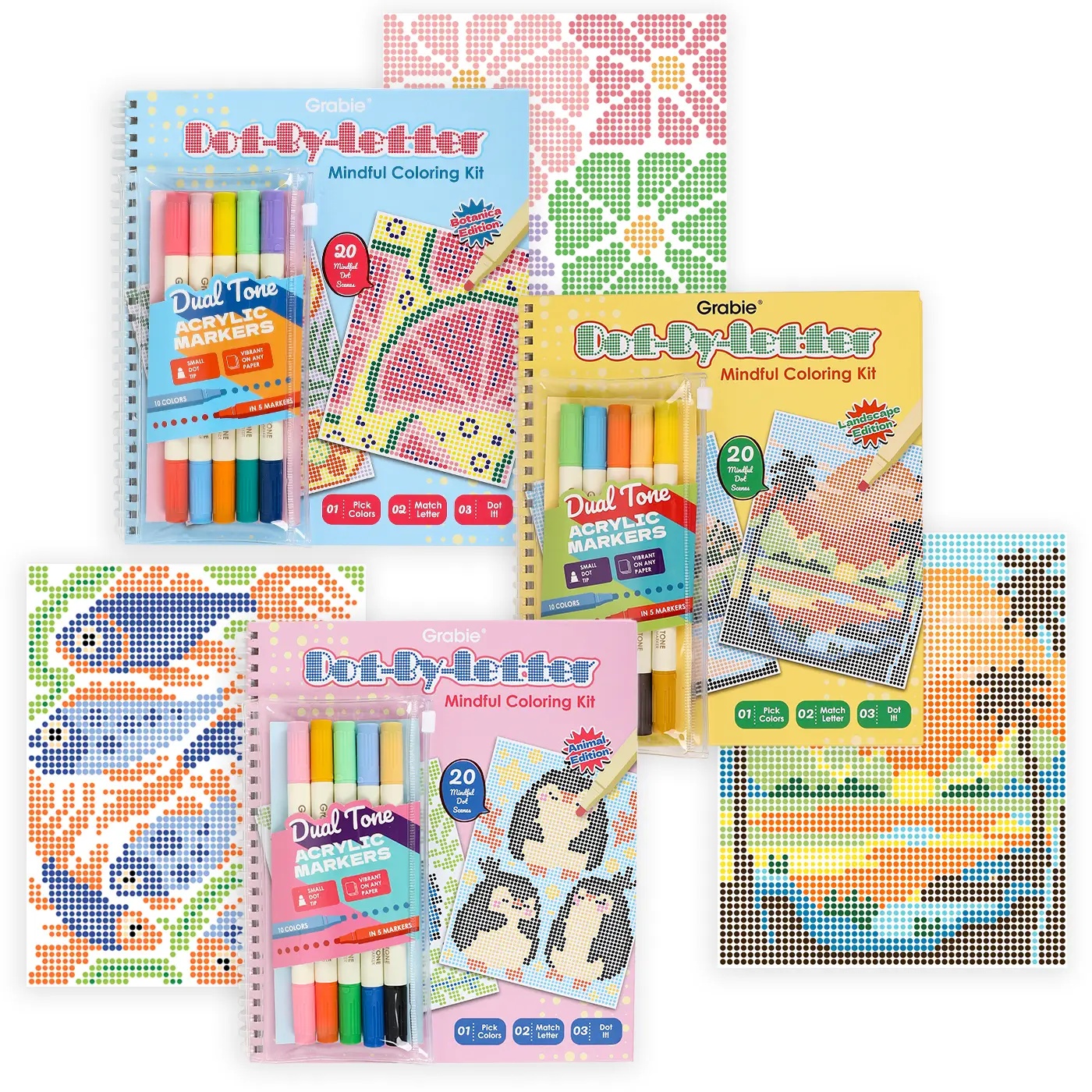 Grabie New Dot-By-Letter Mindful Coloring Kit