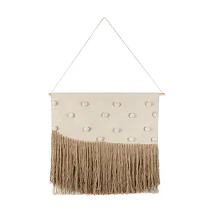 Foreside Home & Garden Woven Fringe Tapestry with Poms Foreside Home & Garden Woven Fringe Tapestry with Poms
