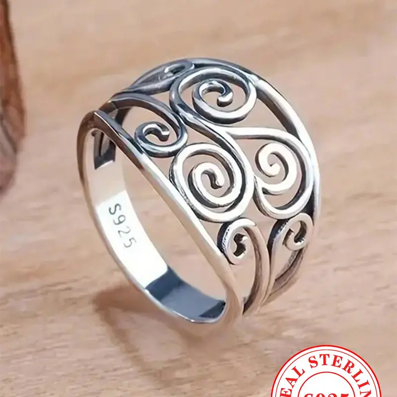 925 Sterling Silver 925 Sterling Silver Ring, Elegant Everyday Ring, Scrolling Ring, Fashion Jewelry for Party, Daily Clothing Decor, Wedding Engagement Anniversary Jewelry for Birthday Gift, Valentine Gifts for Her, Bridal Ring, Wedding Band Rings
