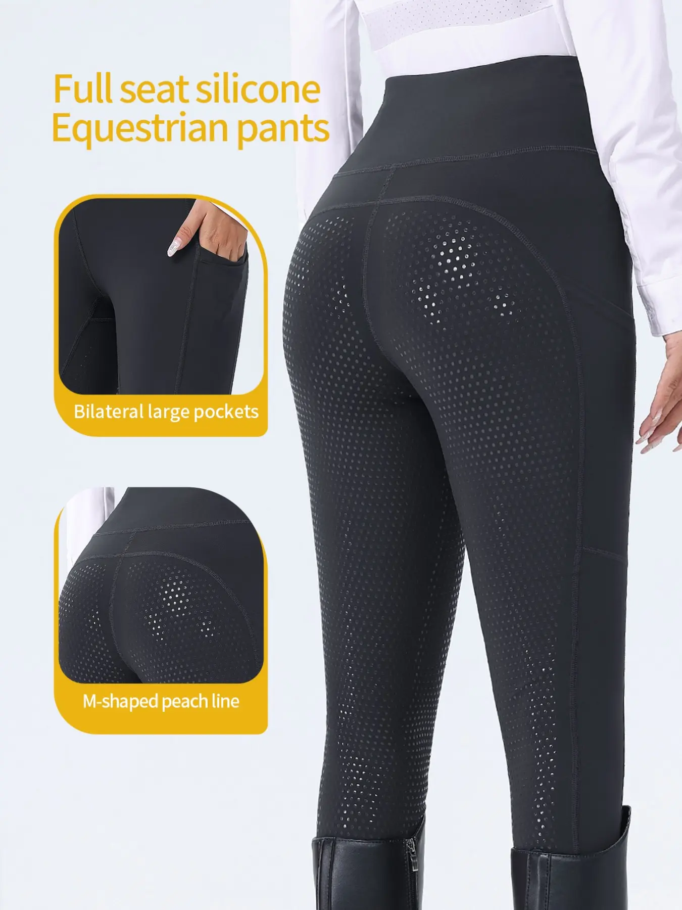 Spring Summer Women's Equestrian Pants with Side Pockets, Full Seat Anti-Slip Durable Riding Trousers, Professional Horse Racing Training Gear, Athletic Bottoms, Fitted Bottom, Sportswear For Summer
