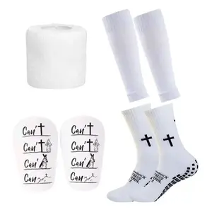 Anti-slip Football Men's Socks and Guard Set, Non-slip Soccer Socks with Shin Guards, Football Protective Set for Men & Women, Soccer Accessories White compression socks football, grip socks , grip socks for soccer, grip sock,Gift Menswear tiktokshopsprin