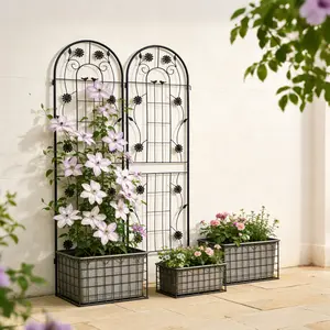 2 Pack Metal Garden Trellis 71" x 19.7" Rustproof Trellis for Climbing Plants Outdoor Flower Support Black Easy Assembly Sturdy Galvanized Tube with Powder Coating for Ivy Roses Clematis