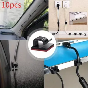 10pcs Self-adhesive Cable Holder Fixer Clips Organizer Clamp Management Adhesive For Home Office Car Clamp Wire Manager Wall Stickers
