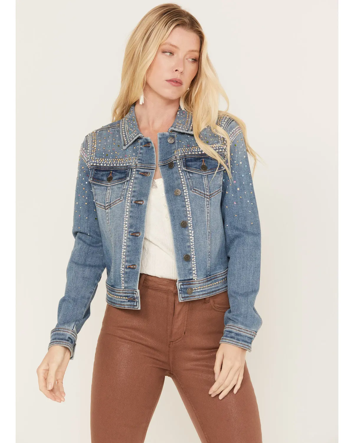 Shiloh Drive Embellished Denim Trucker Jacket