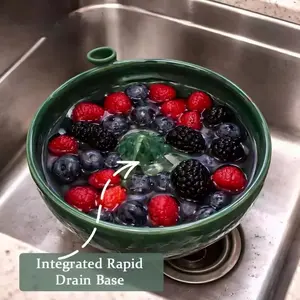 Automatic Rotating Berry Bowl, Ceramic Fruit and Vegetable Washer with Draining Function, Efficient Cleaning Tool for Kitchen Use