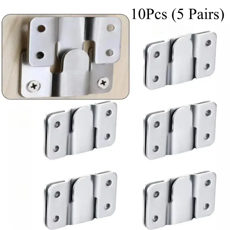 5Pcs Durable Flush Mount Brackets - Easy-to-Install Interlock Hanging Buckles, Sturdy Furniture Connectors, Wall Hooks for Photo Display, Holder Shelf & Mount Shelf Hardware Accessories