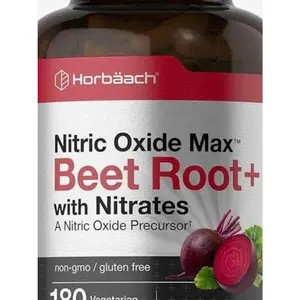 Horbäach Nitric Oxide Beet Root Capsules | 180 Count | with Nitrates and Precursor | for Men and Women | Vegetarian, Non-GMO, Gluten Free Supplement
