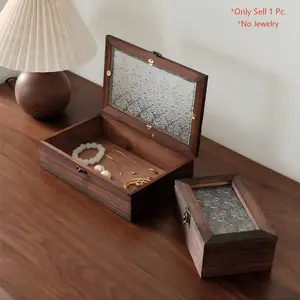 Wooden Jewelry Storage Box, Lockable Jewelry Storage, Retro Design Solid Wood Keepsake Boxes for Jewelry, Card, Peals, Rustic Memory Gift Box, Organiser, Jewelry Armoire Organizer, Luxurious Wooden Box