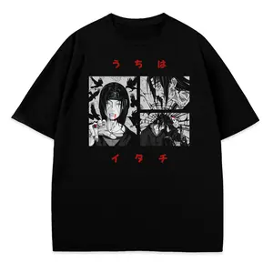 Anime Naruto Itachi Uchiha Manga Panel Uchiha Clan 100% Cotton Oversized Unisex T-Shirt Crow Anime Graphic Tee Ideal Gift for Anime Lovers