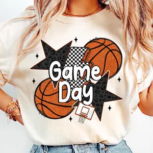Basketball TShirt, Game Day Basketball T-Shirt, Retro Checkered Basketball Tshirt