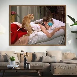 Breakfast at Tiffany's Print: Audrey Hepburn & Cat, Vintage Wall Art