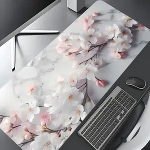 Cherry Blossom Pattern Desk Mat, Rectangle Gaming Mouse Pad, Non-slip Keyboard Mat, Desk Pad for Home Office, Office Accessories