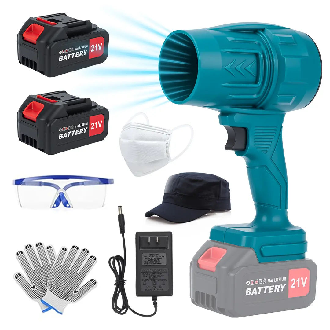 Battery-Powered Handheld Blower with Protective Gear and Accessories for Enhanced Safety and Efficiency