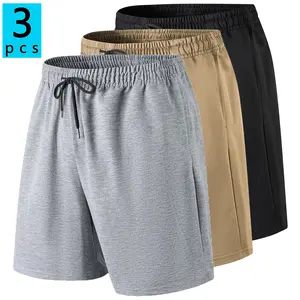 Men’s solid-color athletic shorts, available in 1-, 2-, or 3-pack options for summer; lightweight and breathable; knee-length shorts suitable for fitness and jogging; ideal for everyday outdoor exercise, basketball, and running.