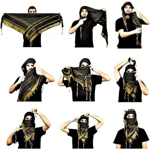 Military Shemagh Tactical Desert Scarf - 100% Cotton Keffiyeh Scarf Wrap for Men and Women Military Shemagh Tactical Desert Scarf - 100% Cotton Keffiyeh Scarf Wrap for Men and Women