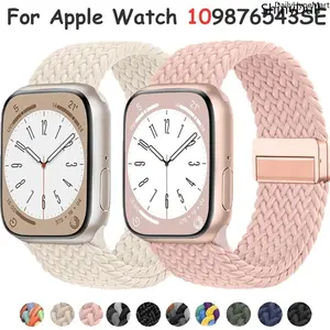 Woven Nylon Loop Apple Watch Strap, Elastic Magnetic Wristband 38-49mm Series 1-10 SE Ultra/Ultra 2 Unisex