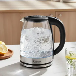 Rainbean 1.8QT Glass Electric Kettle 1500W Fast Boil Stainless Steel Lid Auto Shut Off Black Friday Cyber Week Deal Replacement Provided for Any Damage