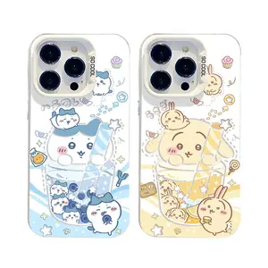 Chiikawa Hachiware Usagi Drink Phone Cases for iPhone 17 Air 16 Pro Max 15 14 Plus 13 12 11 Sweet Pastel Anime Cover Great Birthday Gift for Fans