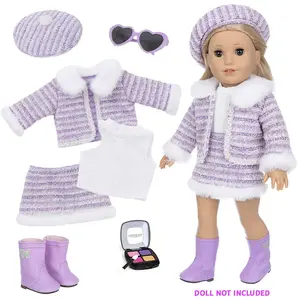 Doll Clothes Outfit Set, 18 Inch Dolls Clothes, Baby Doll Clothes, Cute Alive Doll Accessories Outfits, Christmas Doll Outfits Accessories (Purple)