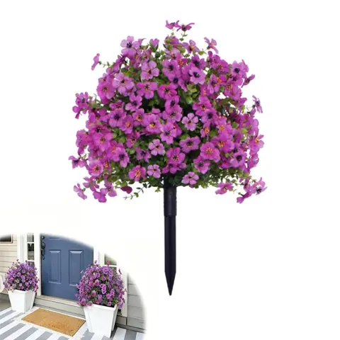Vibrant Plastic Fake Daisy Decorative Florals with Eucalyptus Leaves, Boxwood Greenery - Colorful Simulated Flower for Indoor/Outdoor Home Decor, Balconies, Doorways