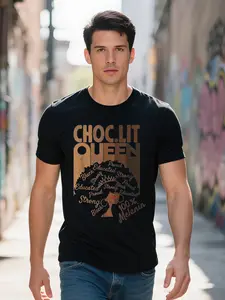 ChocLit Queen Afro Hair Women s T Shirt Cotton Crew Neck Short Sleeve Tee Casual All Season Pullover With Cartoon
