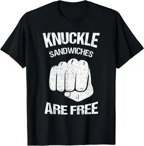100% Cotton Unisex funny prank text design - knuckle sandwich - sarcasm - prank T-Shirt