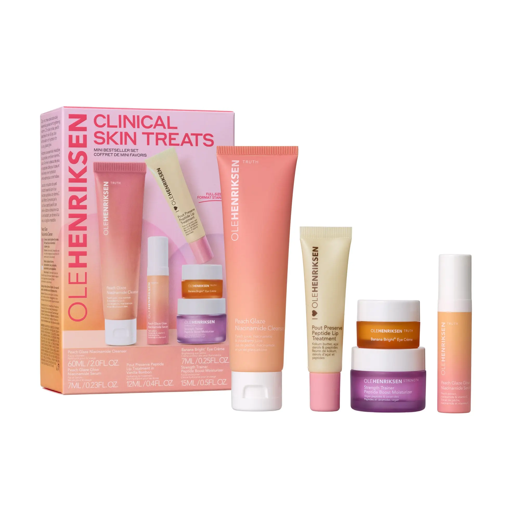Clinical Skin Mini Bestseller Essential Face Set - Glow Set with Vitamin C, Hyaluronic Acid for Brightening Skincare