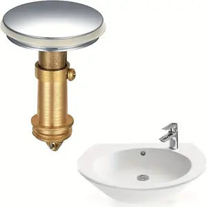Universal bathroom sink stopper, spring-loaded drain plug, sink drain plug