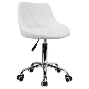 KKTONER Mid-Back Office Chair Swivel Height Adjustable Ergonomic Computer Home Chair with Wheels (White)