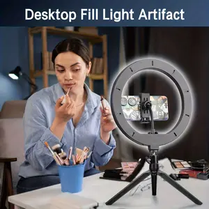 The 2026 new 10-inch LED circular lamp, equipped with a mobile phone tripod, offers three lighting modes and adjustable brightness. It is highly suitable for makeup, photography, self-portraits and live streaming.