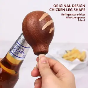 Chicken Leg Bottle Opener Magnet - Personalized Bottle Opener with Magnetic Refrigerator Stickers & Decompression Tools Utensils for Fun Kitchen Tasks