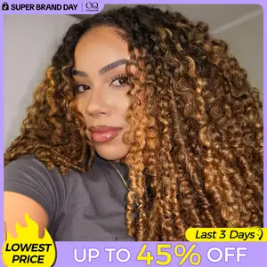 [3 In 1 Half Wig] Burmese Curly Highlight 4/27 Color Wear Go Half Wig With Elastic Drawstring 250% Density Flip Over Wig Human Hair #DealsForYouDays