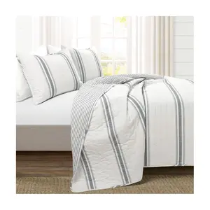 Lush Decor Farmhouse Stripe Rev Quilt Set - Full/Queen