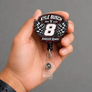 Memorial Kyle Busch Badge Reel, Tribute Racing Fan Memorial ID Holder, Trending Badge Reel