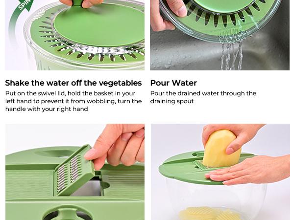 PUKOMC Salad Spinner Large with 5 Blade Slicer and Egg Yolk Strainer for Efficient Salad Preparation and Food Washing, 4.25Qt Fruit Kitchen Utensils Green PUKOMC Salad Spinner Large with 5 Blade Slicer and Egg Yolk Strainer for Efficient Salad Preparation and Food Washing, 4.25Qt Fruit Kitchen Utensils Green