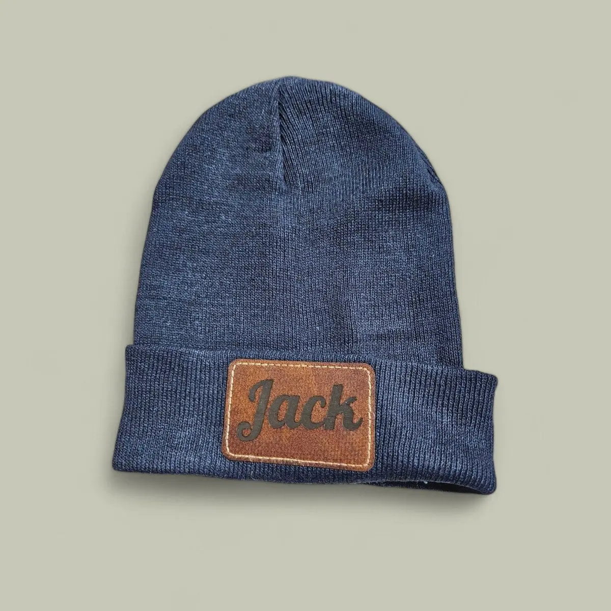 Custom Beanie with Laser-Engraved Leatherette Patch – Stylish & Warm Personalized Winter Accessory