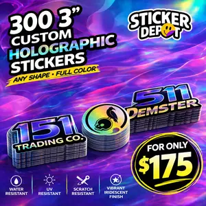 300 3" Holographic Sticker Deal