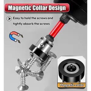 5pcs Drywall Bit Attachment with Depth Stop, PH2 Magnetic Drywall Screwdriver Bits for Countersinking Drywall Screws in Plasterboard, 1/4 Inch Hex Shank Plasterboard Bit