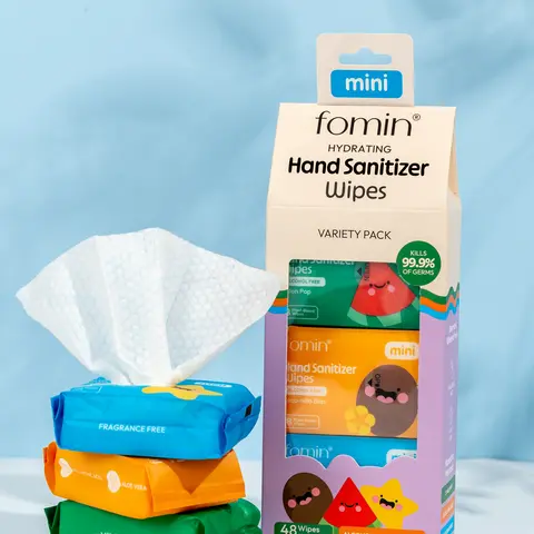 Fomin Mini Hand Sanitizer Wipes 6 Pack (8 Count) – Alcohol-Free Hydrating Travel Wipes for Kids, Moms & On-the-Go Hygiene