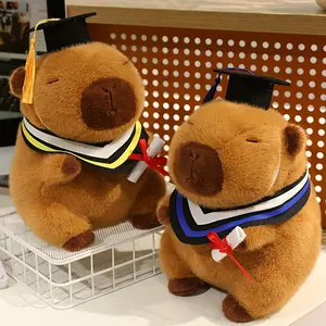 Graduation Gift for Students and Teachers Capybara Plush Toy with Black Graduation Hat and Blue Tassel Decorative Ornament